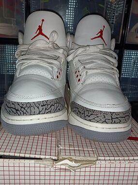 Nike Jordan Retro 3 White Cement Reimagine White and Red Retro Basketball Shoes